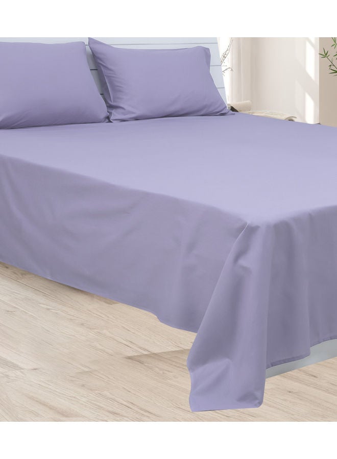 برنسيس طقم ملاءة مسطحة مع أغطية وسائد من 3 قطع cotton_blend أرجواني فاتح 200 x 240سم - Image 2