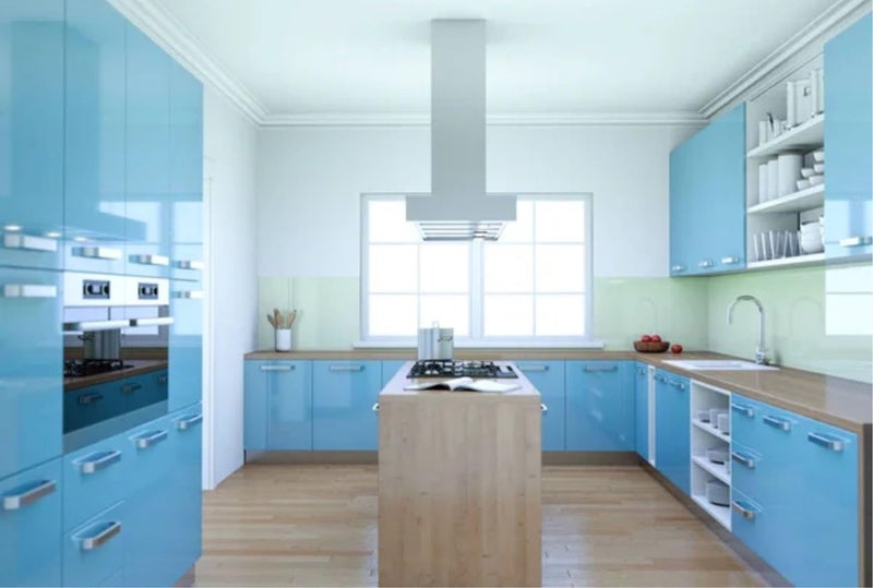 ERATO Glossy Wallpaper Peel & Stick Vinyl Contact Paper Self Adhesive Wallpaper for Kitchen Cabinets Furniture Countertop Removable Waterproof Wallpaper (Sky Blue Glossy, 2 Feet x 10 Feet) - Image 3