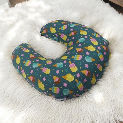 Kradyl Kroft 5in1 Baby Feeding Pillow with 100% Cotton Removable Cover | Breastfeeding Pillow | Nursing Pillow with Belt and Hoop (Icecream Cool) - Image 3