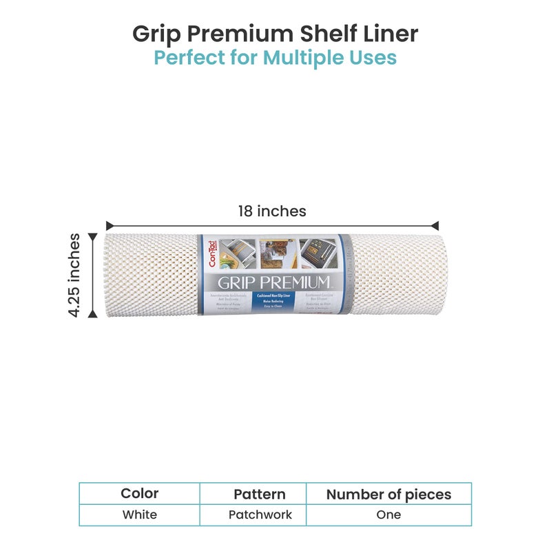 Con-Tact Brand Grip Premium Shelf Liner, Thick and Non-Adhesive Drawer Liner, Multi-Purpose and Easy to Use, 18" x 10', White, Pack of 1 - Image 2