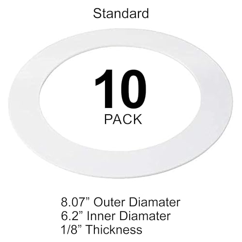 harrrrd 10 Pack Gloss White Goof Trim Ring for 6" Inch Recessed Lighting Trims Can Lighting Down Light, Outer Diameter 8.07 Inches - Image 2