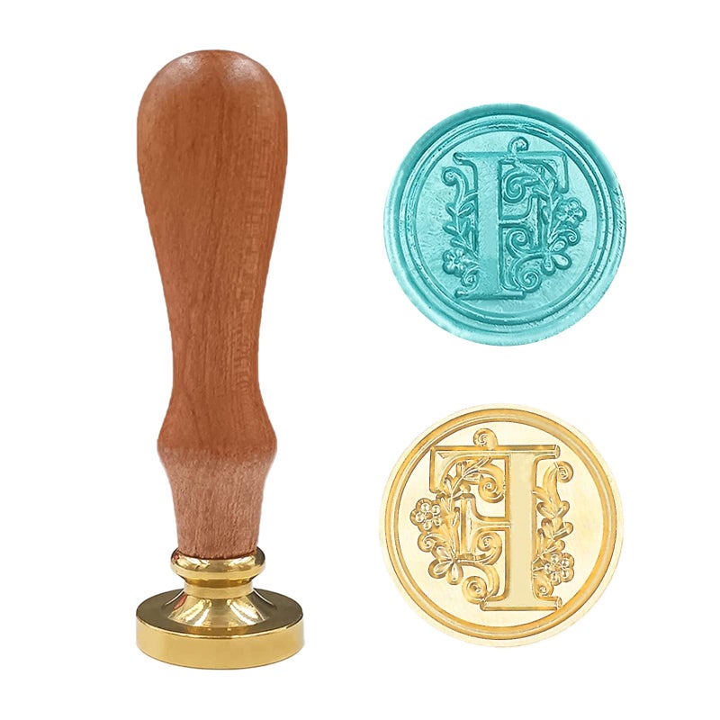 Medieval Traditional Initial Alphabet Wax Seal Stamp Brass Head Wooden Handle Letter Stamps for CardEnvelopeGift  Letter F