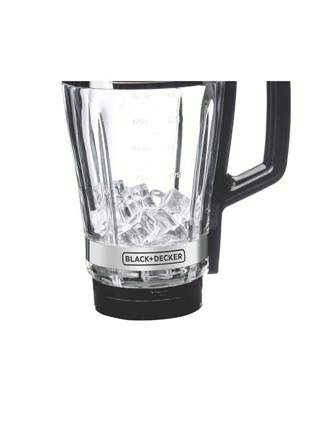 BLACK+DECKER High-Speed Premium Blender, Durable Glass Jar, Powerful Motor, 3 Speed Settings, Pulse Function, Ice Crushing Capability, Easy Clean Design, 1.75 L 700 W BX650G-B5 Black/Silver - Image 5