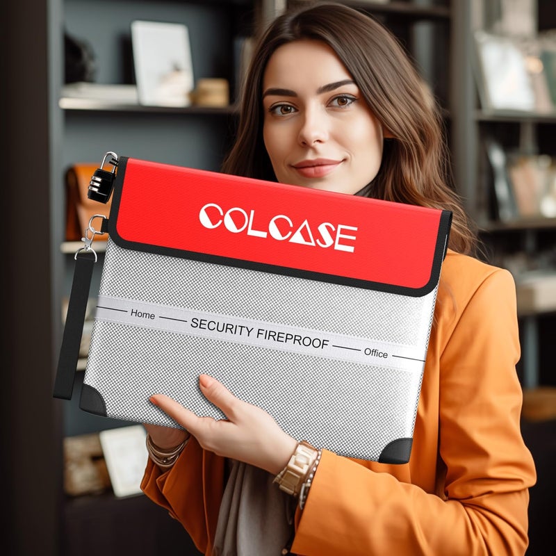COLCASE Fireproof Document Bag with Lock 5200℉ Heat Insulated Waterproof and Fireproof Bag with Zipper Fireproof Bag Storage for Money, Documents,Passport and Valuables 15 x 11 inches - Image 4