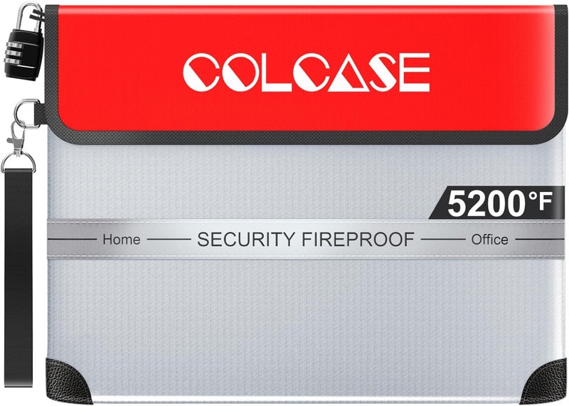COLCASE Fireproof Document Bag with Lock 5200℉ Heat Insulated Waterproof and Fireproof Bag with Zipper Fireproof Bag Storage for Money, Documents,Passport and Valuables 15 x 11 inches - Image 1