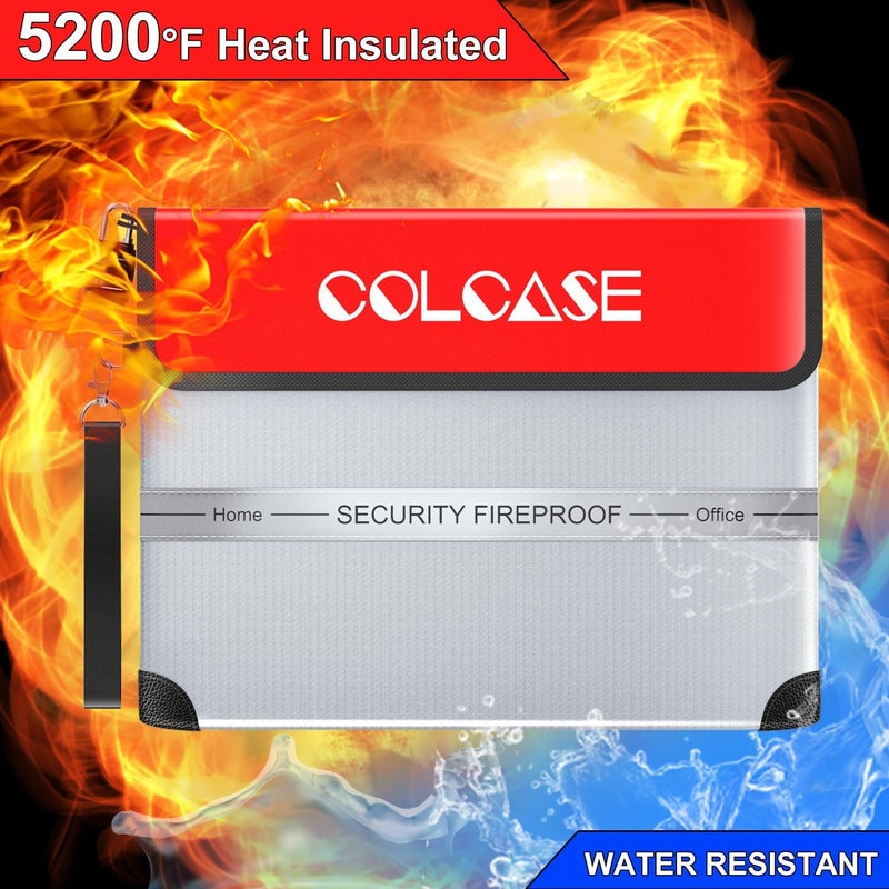 COLCASE Fireproof Document Bag with Lock 5200℉ Heat Insulated Waterproof and Fireproof Bag with Zipper Fireproof Bag Storage for Money, Documents,Passport and Valuables 15 x 11 inches - Image 5