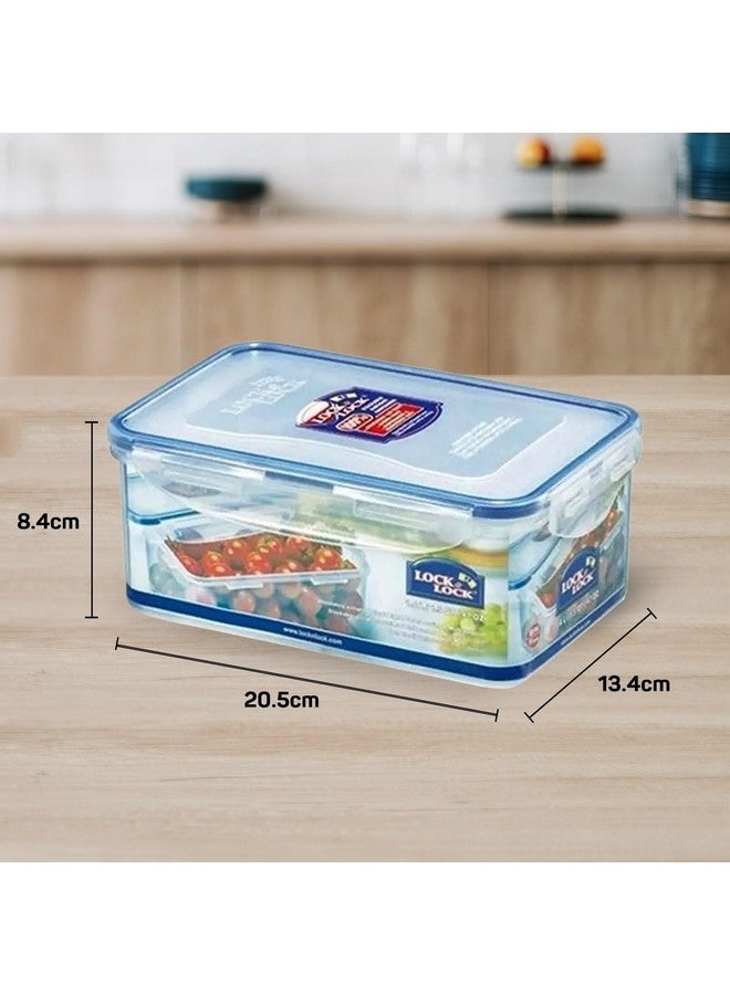 Lock & Lock Classics Rectangular Plastic Airtight Food Storage Containers With Leakproof Lid, 1.4 Liter, Set of 2, Transparent (HPL817H x 2) - Image 2
