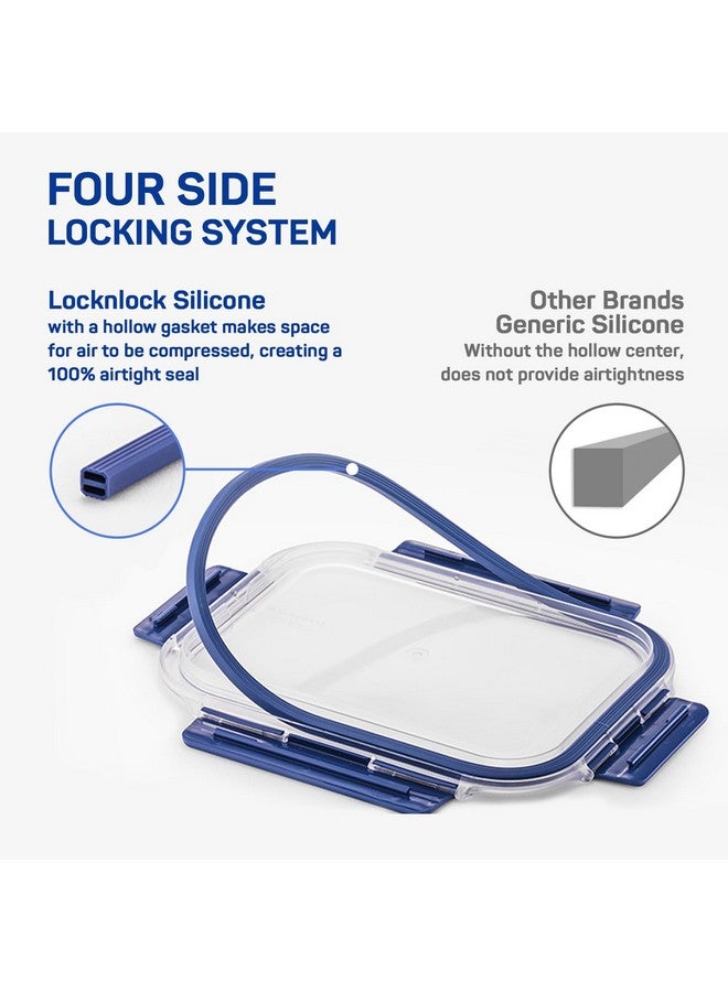 Lock & Lock Classics Rectangular Plastic Airtight Food Storage Containers With Leakproof Lid, 1.4 Liter, Set of 2, Transparent (HPL817H x 2) - Image 4