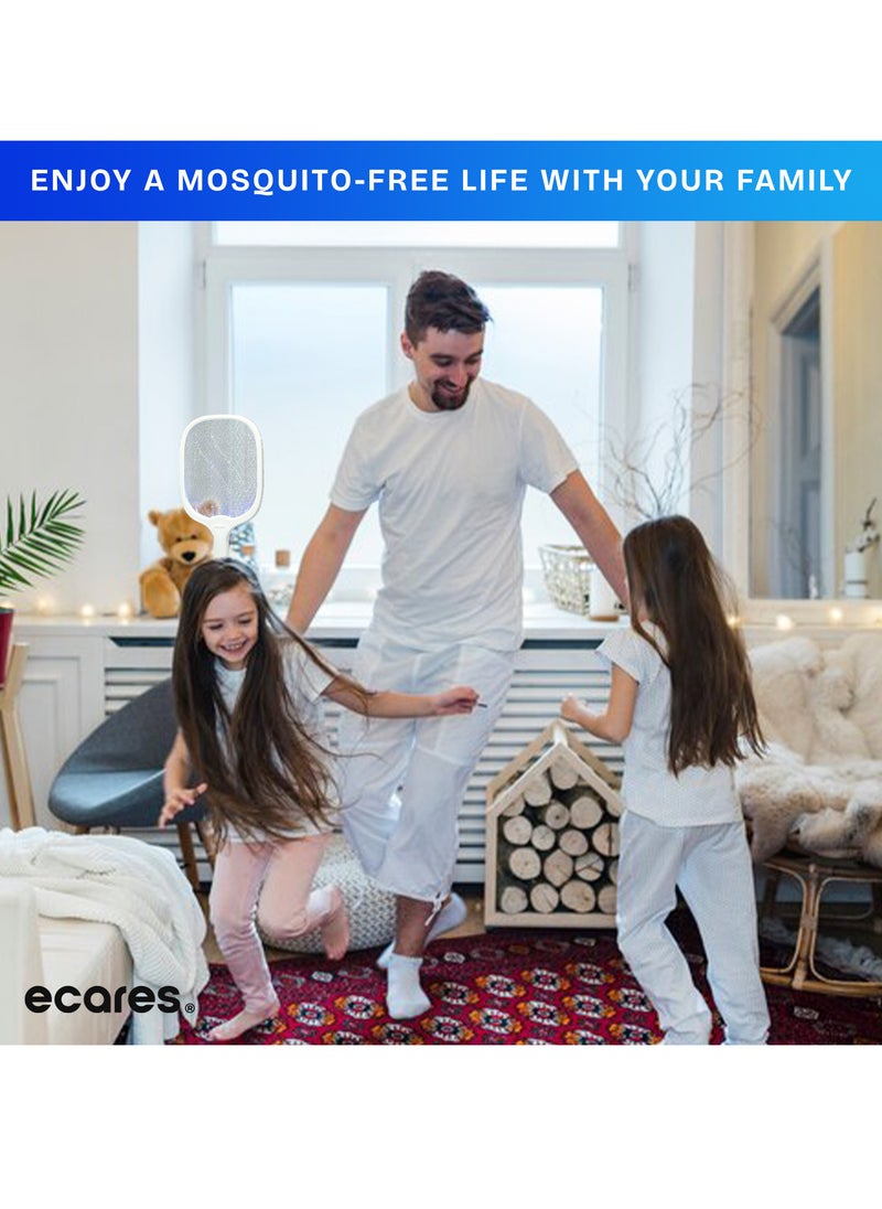 ECARES® Electric Bug Zapper, Mosquito Swatter, Instant Fly Swatter, Rechargeable Racket, Fly Killer, Heavy Duty, USB Rechargeable, 3 Layers Safety Mesh, Intelligent Trapping Mosquitoes, Indoor Outdoor