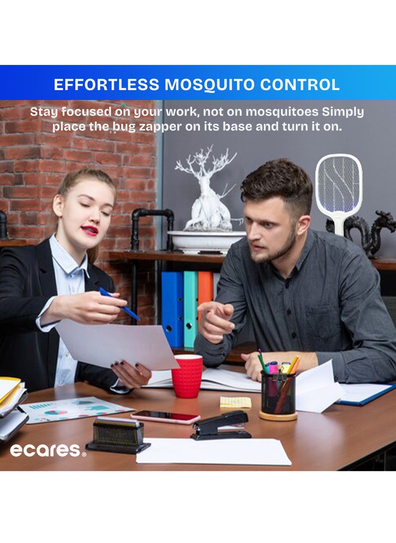 ECARES® Electric Bug Zapper, Mosquito Swatter, Instant Fly Swatter, Rechargeable Racket, Fly Killer, Heavy Duty, USB Rechargeable, 3 Layers Safety Mesh, Intelligent Trapping Mosquitoes, Indoor Outdoor