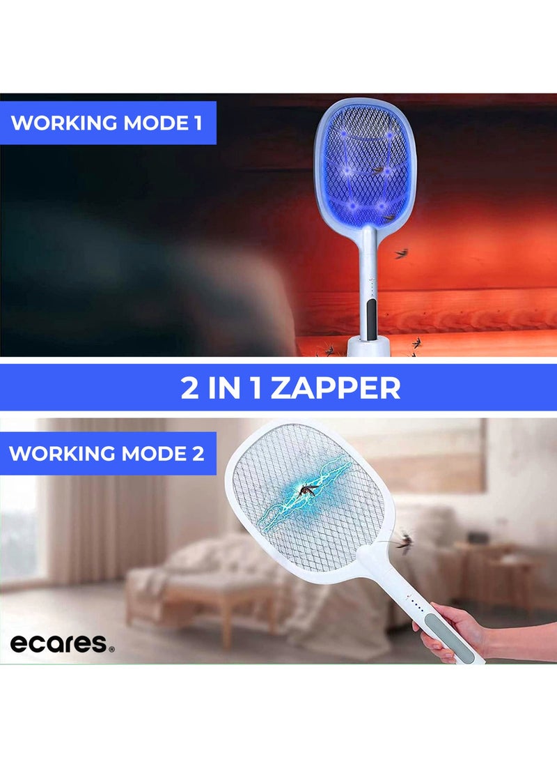 ECARES ECARES® Electric Bug Zapper, Mosquito Swatter, Instant Fly Swatter, Rechargeable Racket, Fly Killer, Heavy Duty, USB Rechargeable, 3 Layers Safety Mesh, Intelligent Trapping Mosquitoes, Indoor Outdoor  - Image 2
