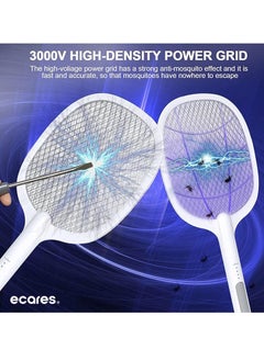 ECARES ECARES® Electric Bug Zapper, Mosquito Swatter, Instant Fly Swatter, Rechargeable Racket, Fly Killer, Heavy Duty, USB Rechargeable, 3 Layers Safety Mesh, Intelligent Trapping Mosquitoes, Indoor Outdoor  - Image 5