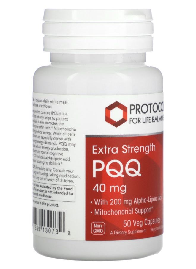 Protocol For Life Balance PQQ Extra Strength 40 mg 50 Veg Capsules  - Image 2