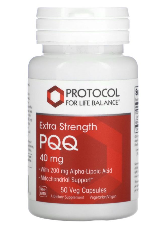 Protocol For Life Balance PQQ Extra Strength 40 mg 50 Veg Capsules  - Image 1