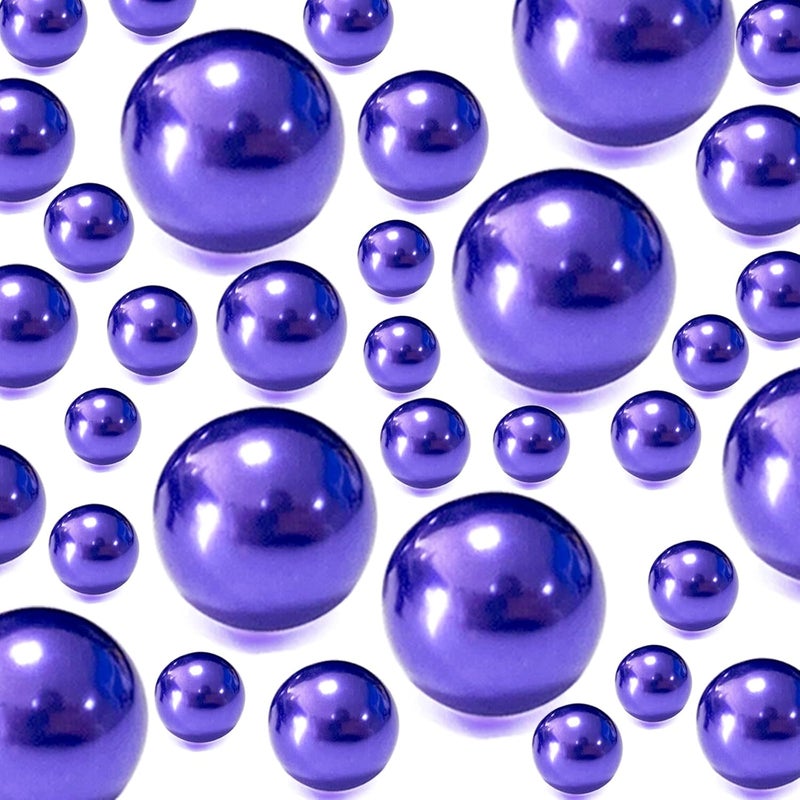 Zsynka 120 Pieces Floating NO Hole Pearls and 500 Pieces Transparent Water Gels,Pearl Beads Purple Floating Beads for Vases Floating Candles Home Weddings Table Centerpieces Party Decor(10mm,14mm,20mm)Purple - Image 1