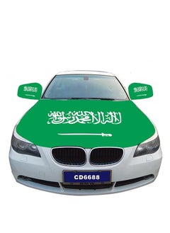 Saudi Arabia Car Hood Flag with mirror cover size 63 inchx47ich equal to 120cmx160cm It Is A Flag For Car Hood Cover comes with Premium Sublimation Print Car Hood Flag and Triangle Fasteners