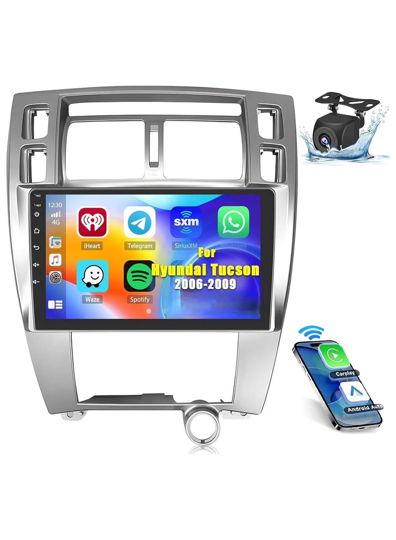SHEZA STAR Android Car Stereo for Hyundai Tucson 2006-2009 2GB RAM 32GB ROM Support Carplay, Mirror Link Wi-Fi BT, Radio GPS Navigation, 10 Inch IPS Touch Screen with AHD Camera Included  - Image 1