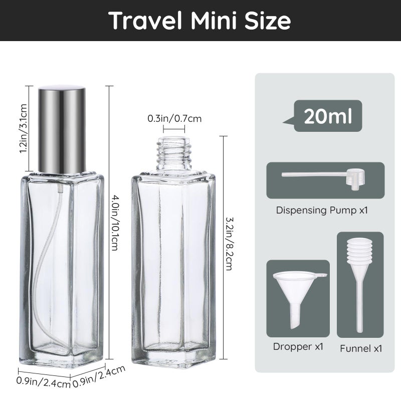 Segbeauty 20ml Refillable Perfume Bottle Travel, 2pcs Empty Glass Spray Bottles Atomizer, Mini Pocket Leakproof Fine Mist Sprayer for Perfume Cologne Dispenser Fragrance Container Set Travel Accessory - Image 5