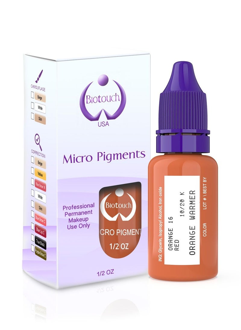 Biotouch - Eyebrow Pigment For Eyebrows Brows Micro pigments Microblading pigments PMU Machine Use Medical Grade No Mixing eyebrow pigment for shading For Professionals Only 15ml Orange Warmer - Image 1
