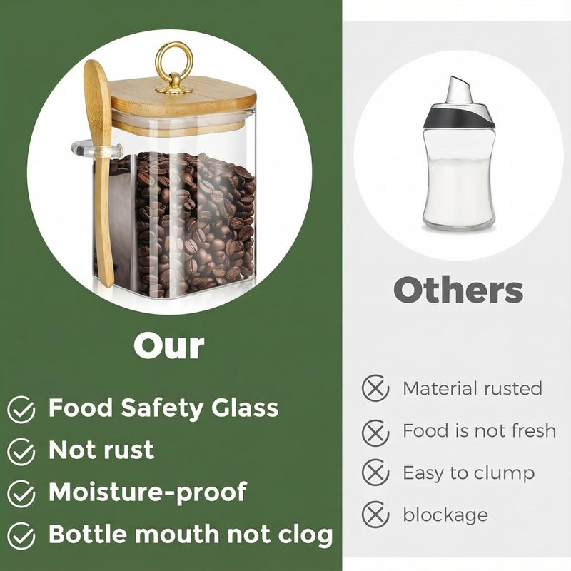 holoith Glass Jars with Bamboo Lids and Spoons, 16 oz Glass Storage Containers with Lids for Dry Food Storage Sugar, Coffee, Nuts, Cookie, Candy, Tea, Airtight Kitchen Canisters Spice Jars - Image 4