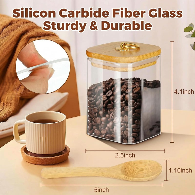 holoith Glass Jars with Bamboo Lids and Spoons, 16 oz Glass Storage Containers with Lids for Dry Food Storage Sugar, Coffee, Nuts, Cookie, Candy, Tea, Airtight Kitchen Canisters Spice Jars - Image 3