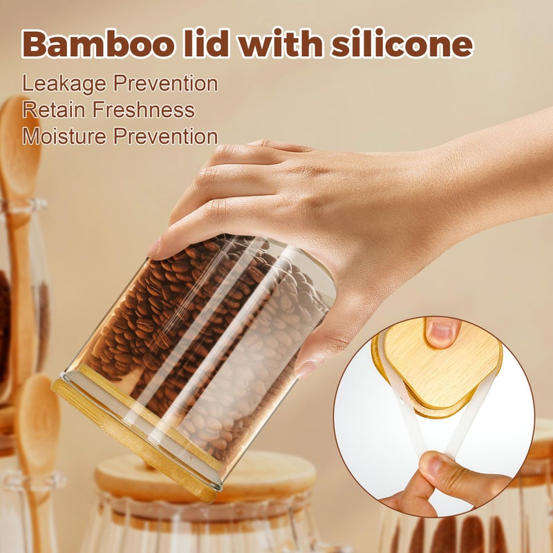 holoith Glass Jars with Bamboo Lids and Spoons, 16 oz Glass Storage Containers with Lids for Dry Food Storage Sugar, Coffee, Nuts, Cookie, Candy, Tea, Airtight Kitchen Canisters Spice Jars - Image 5