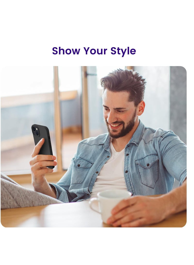 Compatible with iPhone 14 (6.1 Inch) Case, Liquid Silicone Case, Full Body Protective Cover, Shockproof, Slim Phone Case, Anti-Scratch Soft Microfiber Lining - Black - Image 4