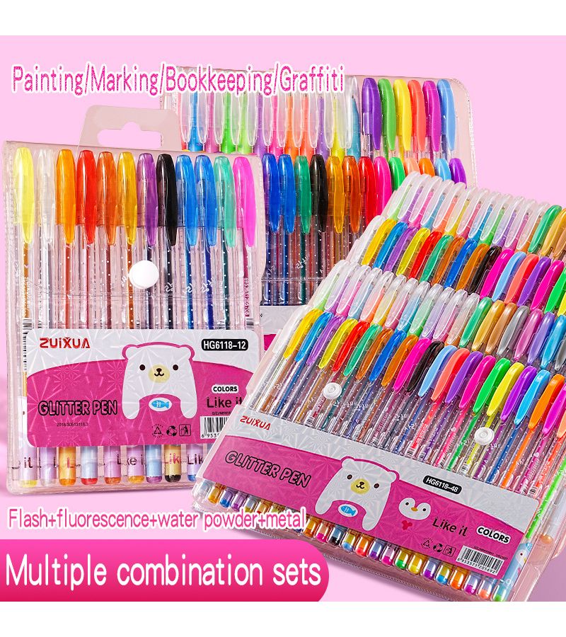 36 Color Changing Glitter Pen Set Liquid Sparkle Gel Pens for Journaling Drawing Doodling - Image 1