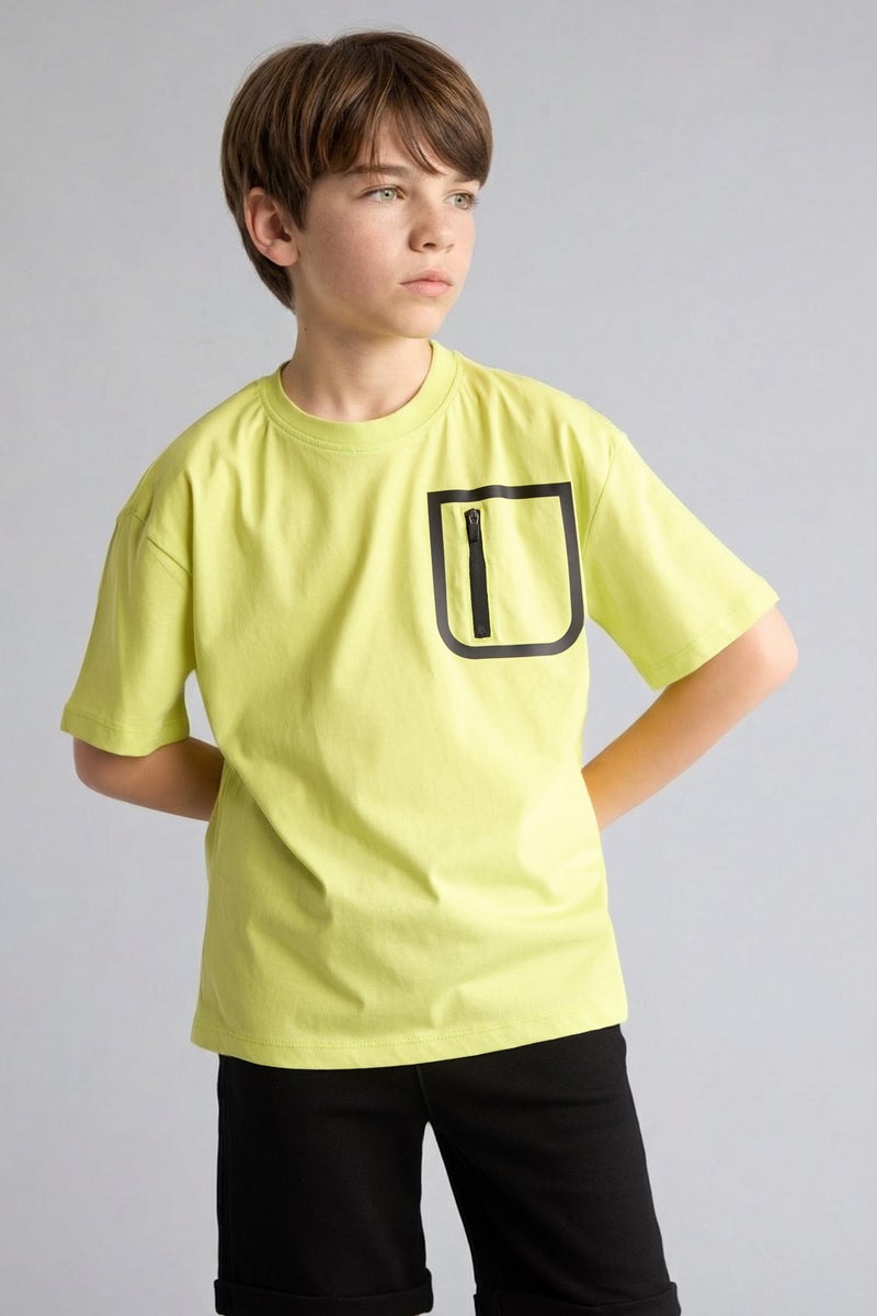 DeFacto Green Boy Boy Oversize Fit Short Sleeve T-Shirt Casual - Image 5