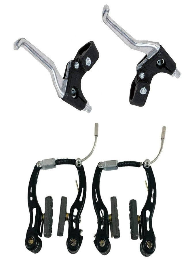 طقم فرامل CYBIC V-Brake، نظام فرامل للدراجات الهوائية مع ذراع ومِكبس، أسود - Image 1