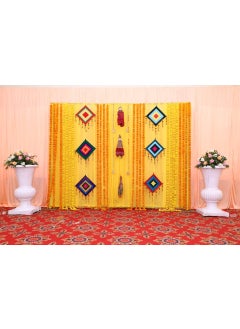 Just Flowers Just Flowers Stage Backdrop Decoration Items for Haldi Mehndi Wedding Festival Decoration Set of 6Pc Woolen Kite with Bells 3Pc Kathputli Puppets Multicolor  - Image 1