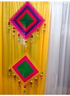 Just Flowers Just Flowers Stage Backdrop Decoration Items for Haldi Mehndi Wedding Festival Decoration Set of 6Pc Woolen Kite with Bells 3Pc Kathputli Puppets Multicolor  - Image 4