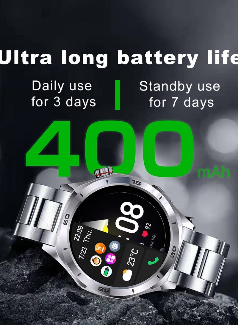 RollsTimi  Men's Smart Watch 1.52"HD Screen, Sports Management, Health Monitoring, IP67 Waterproof, Bluetooth Call, Smart Business Watch, RT-i129 Silver - Image 3