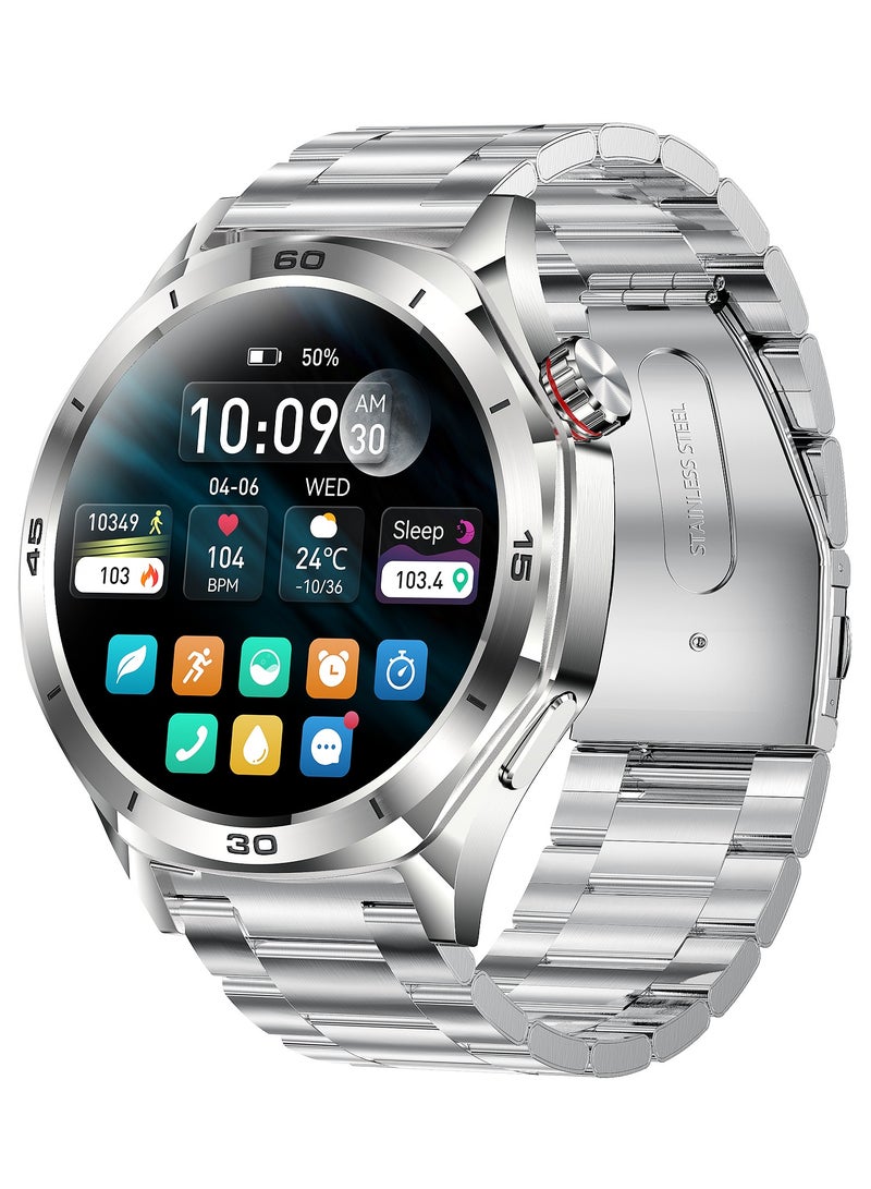 RollsTimi  Men's Smart Watch 1.52"HD Screen, Sports Management, Health Monitoring, IP67 Waterproof, Bluetooth Call, Smart Business Watch, RT-i129 Silver - Image 1