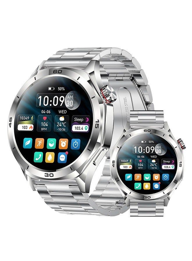 RollsTimi  Men's Smart Watch 1.52"HD Screen, Sports Management, Health Monitoring, IP67 Waterproof, Bluetooth Call, Smart Business Watch, RT-i129 Silver - Image 1