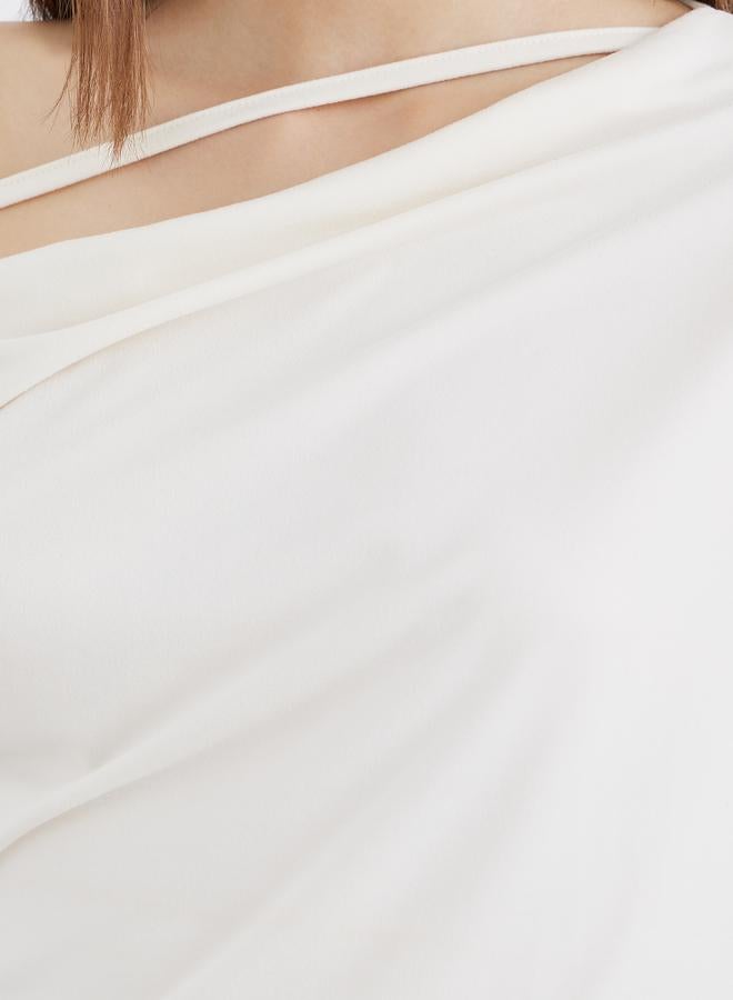 Take Two Cream Asymmetric Neck Top - Image 4