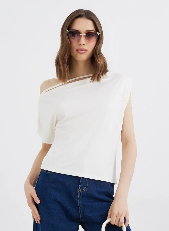 تايك تو بلوزة بياقة غير متماثلة الطول