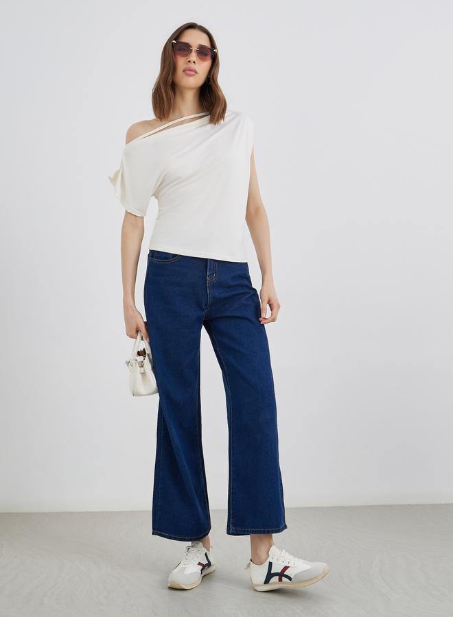 Take Two Cream Asymmetric Neck Top - Image 2