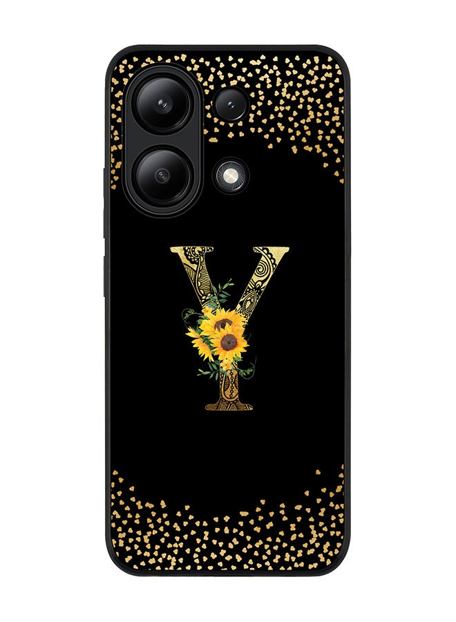 Stylizedd Rugged Black edge case for Xiaomi Redmi Note 13 4G, Cover Custom Monogram Initial Letter Mandala Floral Pattern Alphabet - Y ( Black ) - Image 1