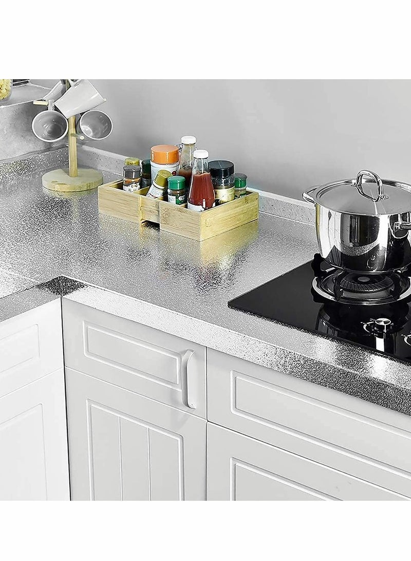 KASTWAVE 40×300cm Kitchen Backsplash Wallpaper Peel and Stick Aluminum Foil Contact Paper Self Adhesive Oil-Proof Heat Resistant Wall Sticker for Countertop Drawer Liner Shelf Liner - Image 2