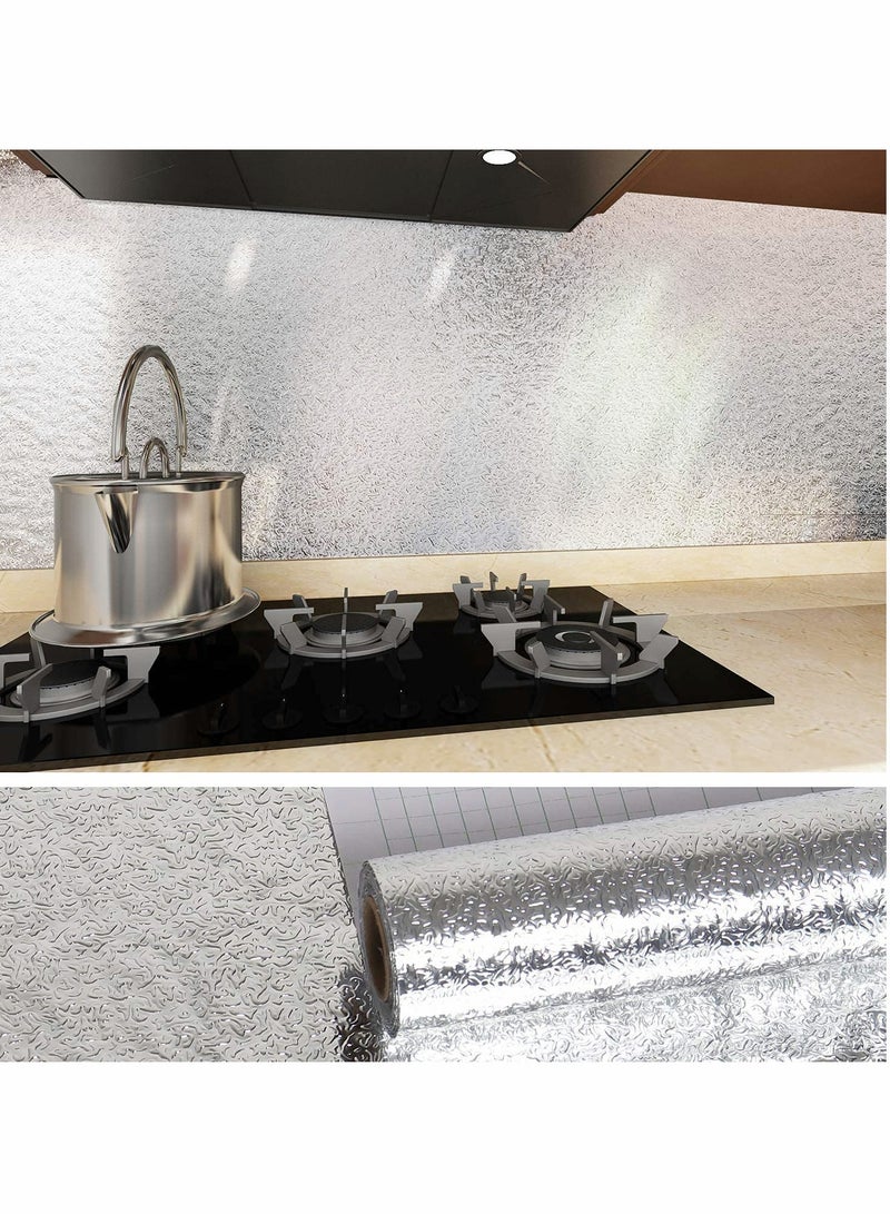 KASTWAVE 40×300cm Kitchen Backsplash Wallpaper Peel and Stick Aluminum Foil Contact Paper Self Adhesive Oil-Proof Heat Resistant Wall Sticker for Countertop Drawer Liner Shelf Liner - Image 4