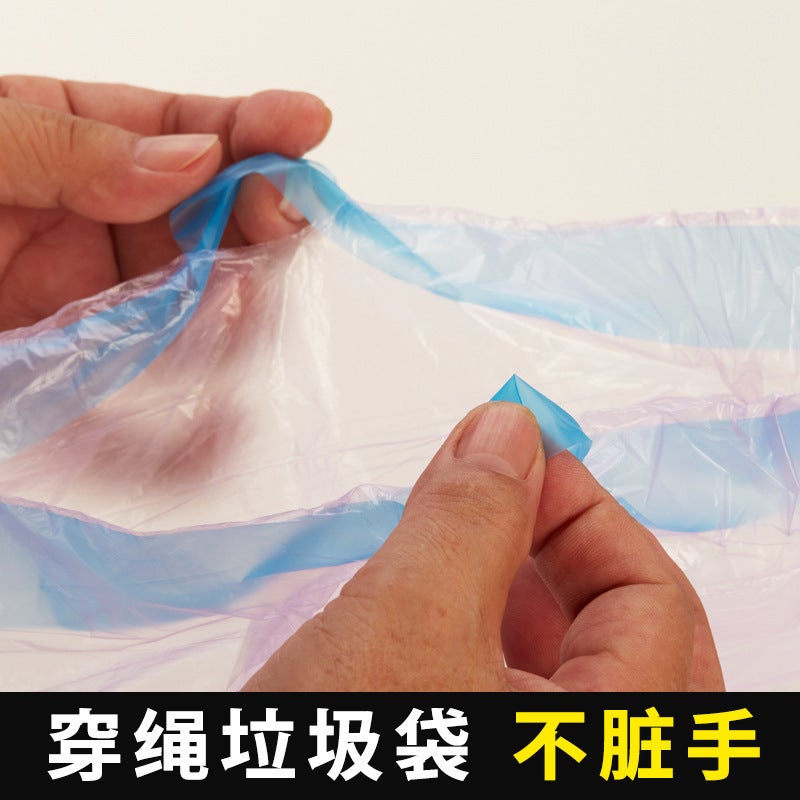 حقيبة قمامة سميكة كبيرة من نوع حبل السحب، نوع نقطة ملونة، نوع تلقائي، حقيبة قمامة قابلة للتصرف محمولة باليد - Image 5