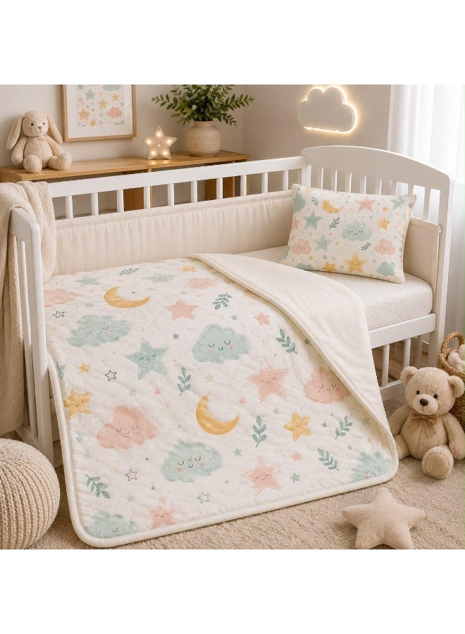 snooze Baby Bedding Set 2Pcs – Printed Quilt with Matching Pillow, 90x110 cm, sweet dreamy design - Image 1