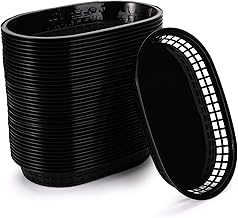 Cedilis 40 Pack Fast Food Baskets, Black Plastic Baskets, Food Service Tray for Hot Dogs, Burgers, Sandwiches, Fries, - Image 1