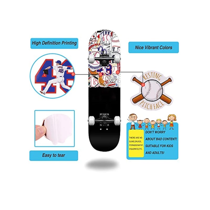 SOLARAE 50pcs Baseball Stickers, Anime Stickers, Cartoon Characters Stickers, Waterproof Vinyl Baseball Tattoos for Kids Teens Boys Adults, Sports Decals for Snowboard Laptop Water Bottles Flasks Skateboard - Image 4