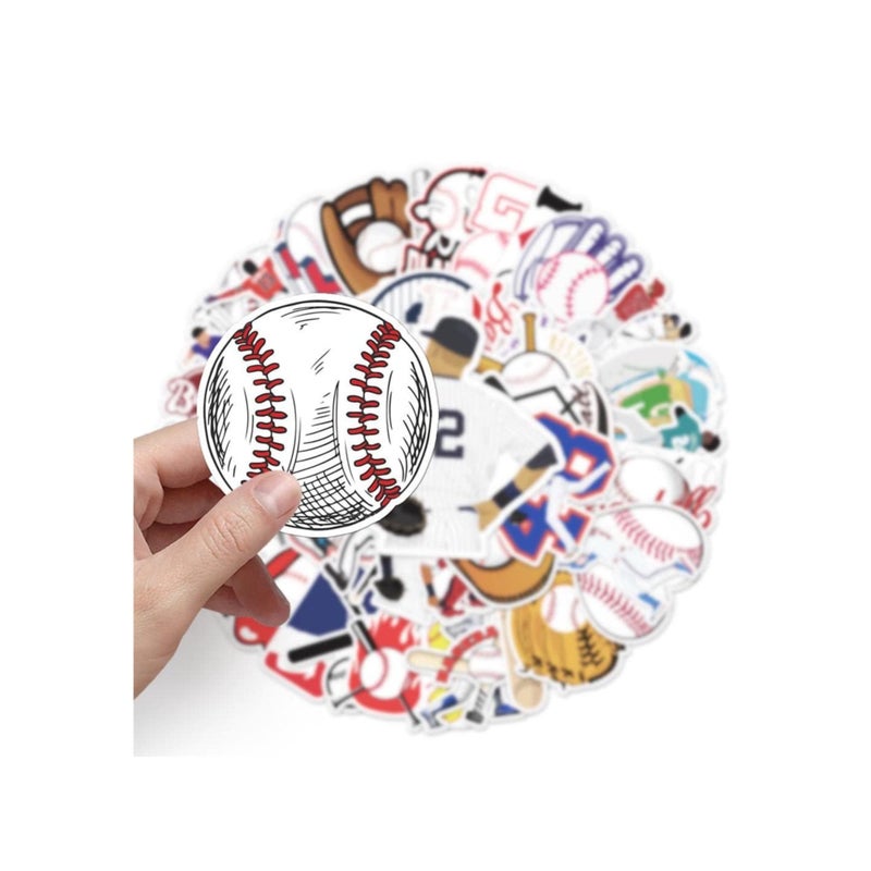 SOLARAE 50pcs Baseball Stickers, Anime Stickers, Cartoon Characters Stickers, Waterproof Vinyl Baseball Tattoos for Kids Teens Boys Adults, Sports Decals for Snowboard Laptop Water Bottles Flasks Skateboard - Image 3
