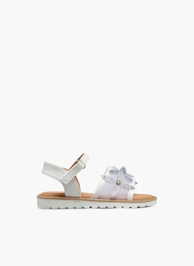 جونيورز Girls Embellished Hook & Loop Flat Sandals Ramadan Collection