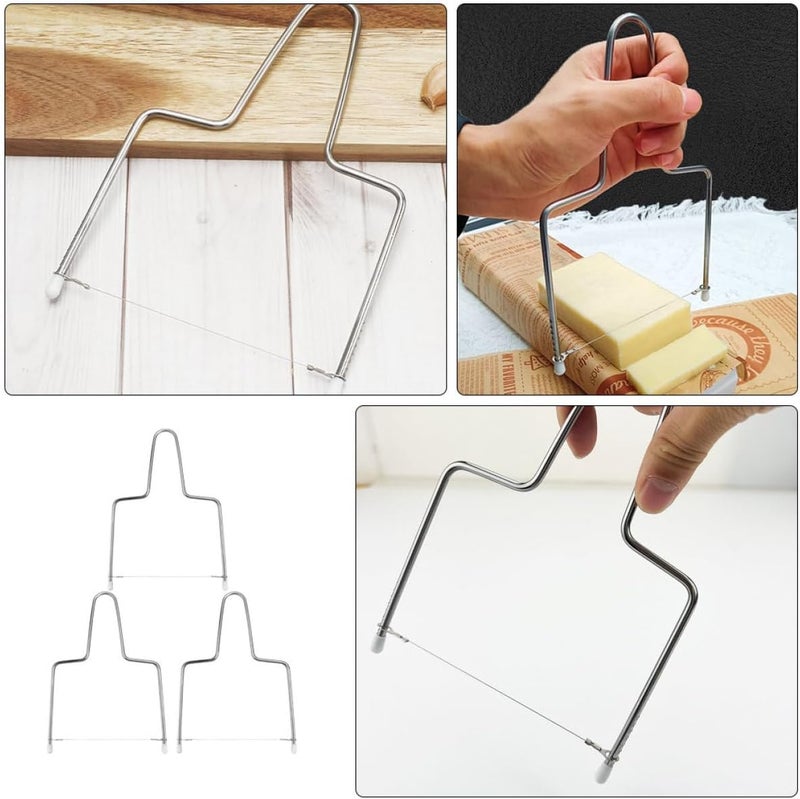 3pcs Stainless Steel Cheese Slicers and Butter Cutter Set Handheld Block Cheese Slicer Wire with Handles Multipurpose Kitchen Tool for Ham and Bread - Image 3