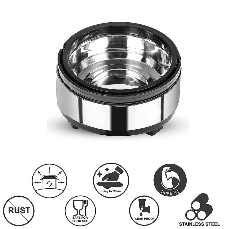 Dynore Stainless Steel Casserole/Silver Hot Pot Box with Plastic Lid/Casserole for Roti, Rice and Gravy 2000 ml - Image 4