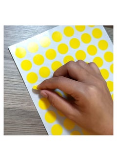 Generic Yellow colored circular sticky stickers for writing letters and symbols, suitable for classrooms and offices, size 1 cm, 1050 pieces, yellow color printed from Up to Date Egypt 01222143812  - Image 1